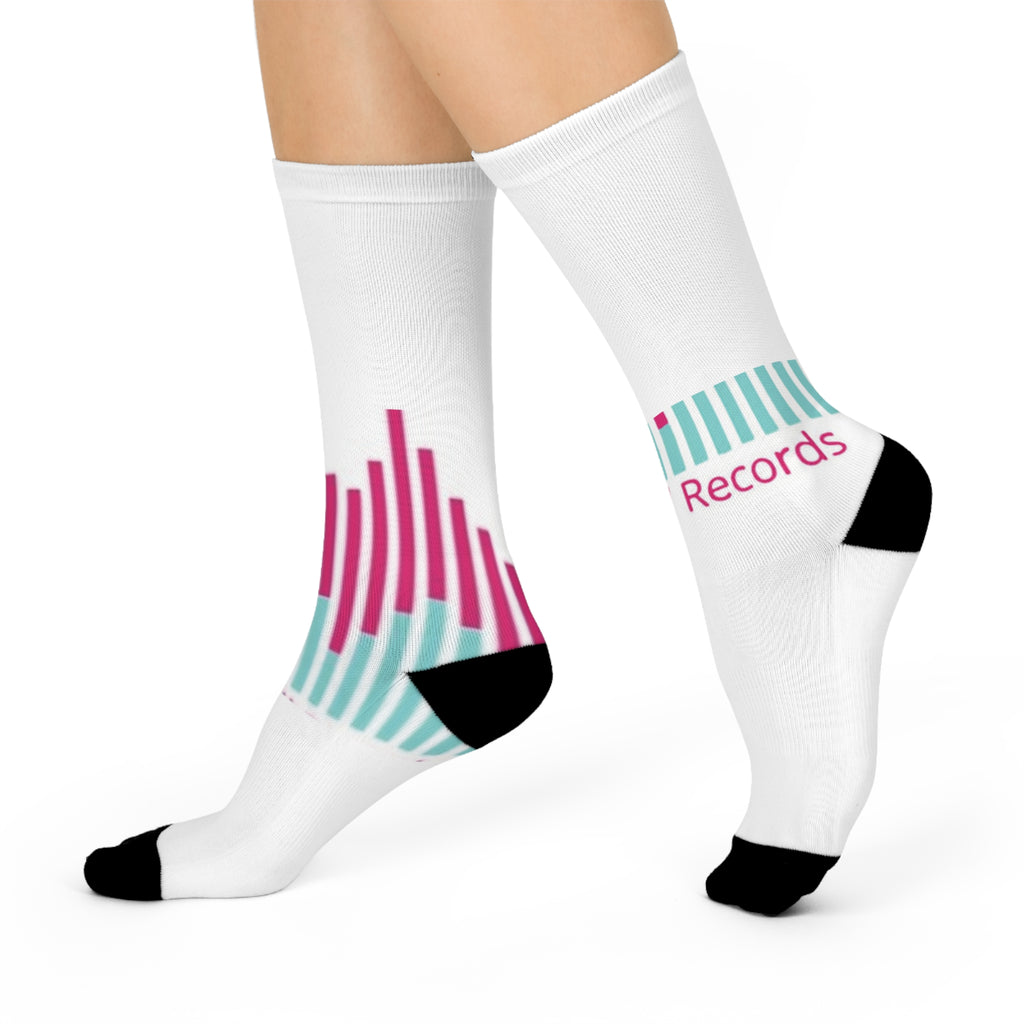 Music Wave Crew Socks — Custom Record Label Cushioned Socks