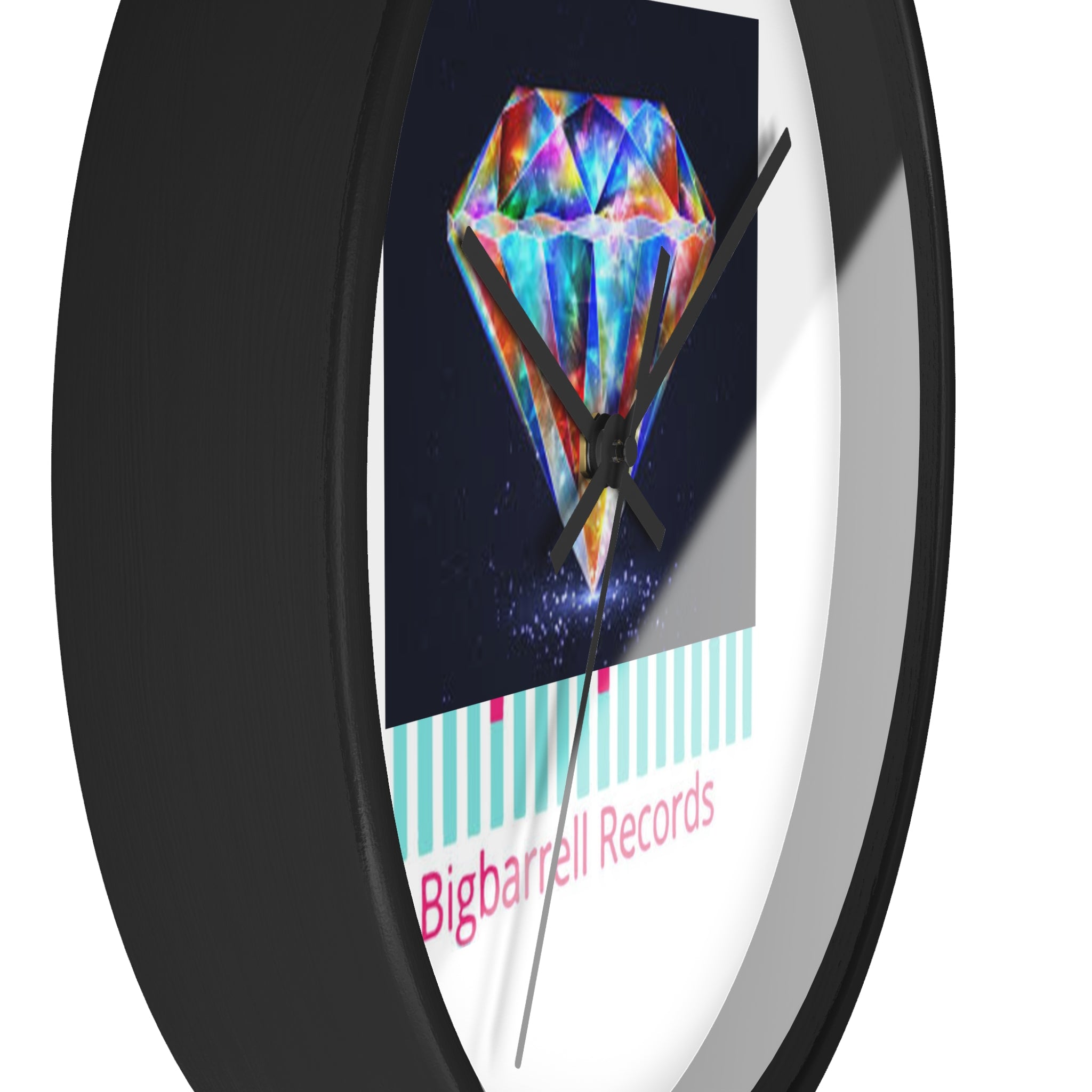 Bigbarrell Records Diamond Graphic Wall Clock — Colorful Geometric Music Studio Decor