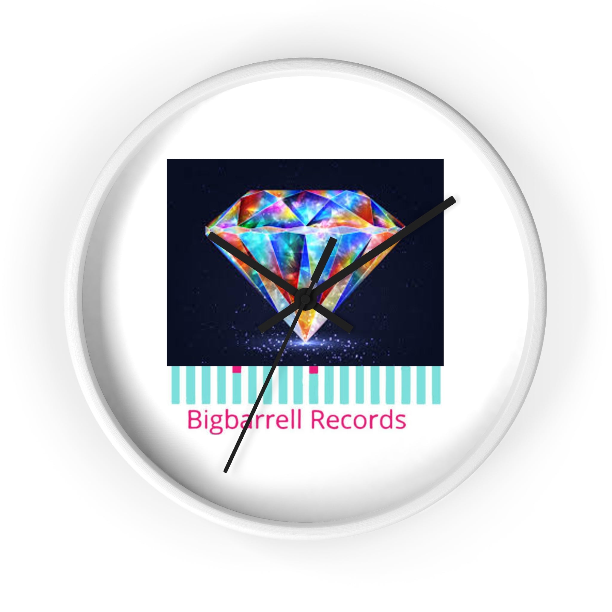 Bigbarrell Records Diamond Graphic Wall Clock — Colorful Geometric Music Studio Decor
