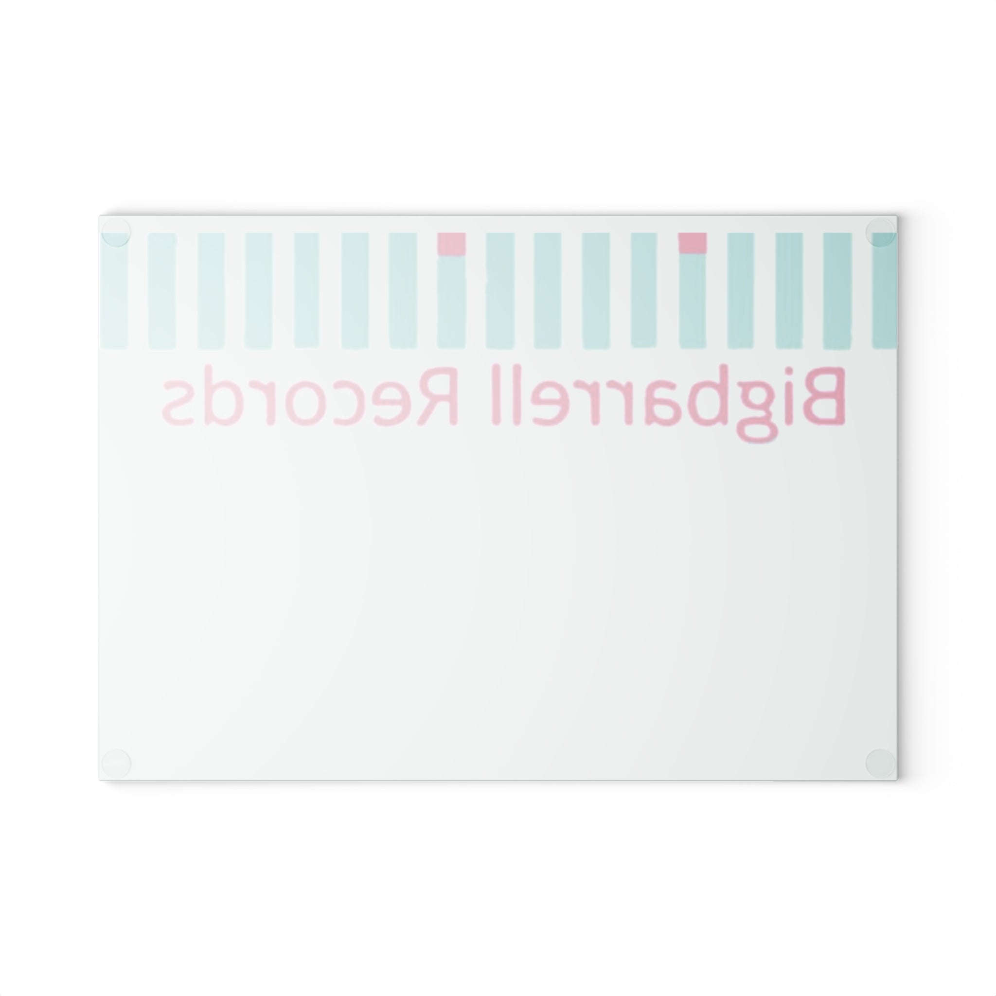 Glass Cutting Board - Bigbarrell Records Design (Retro Mint & Pink)