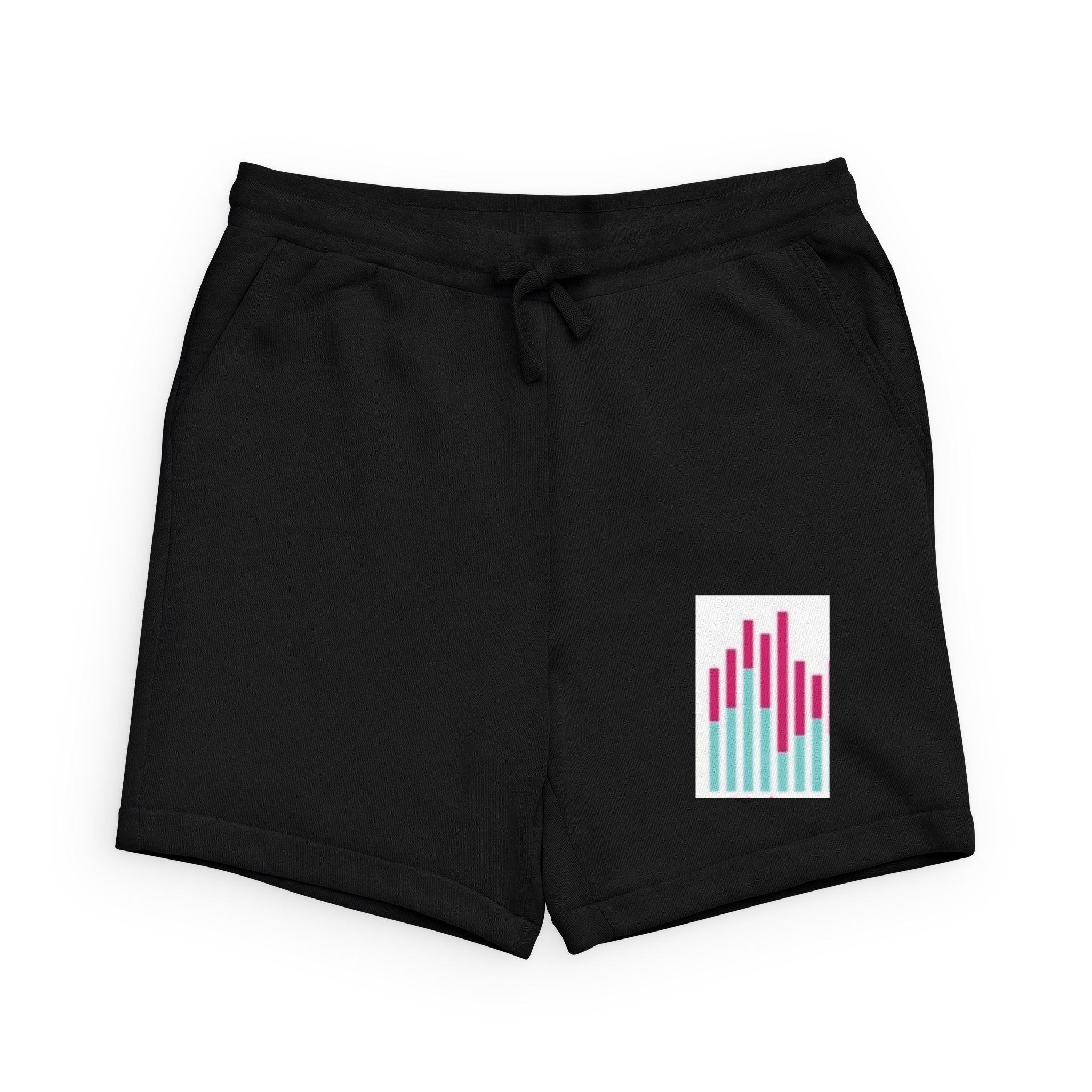 Audio Wave Graphic Sweatshorts — Minimalist Pink & Teal Music Bar Logo