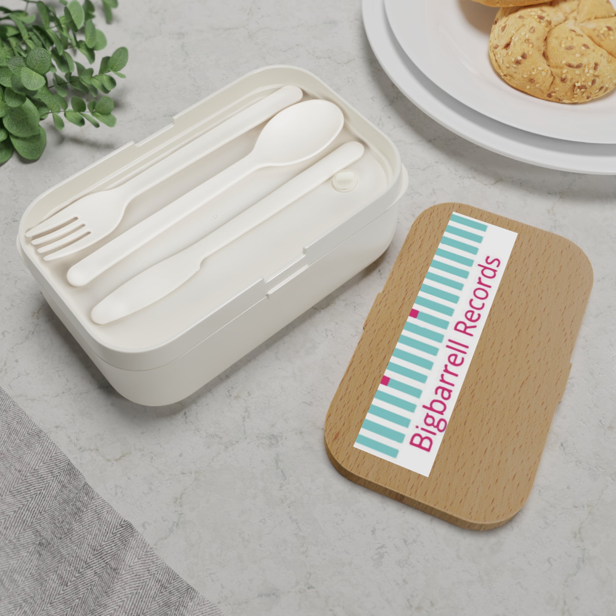 Bento Lunch Box — Bigbarrell Records Wooden-Top Compact Lunchbox