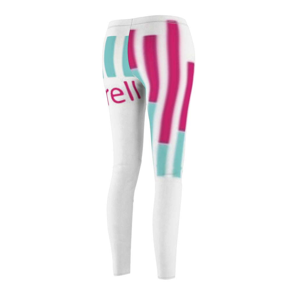 Graphic AOP Women's Leggings — Turquoise & Magenta Stripe Design