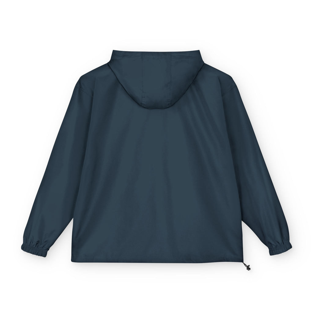 Orange Packable Anorak Jacket with Floral Patch — Lightweight Hooded Windbreaker