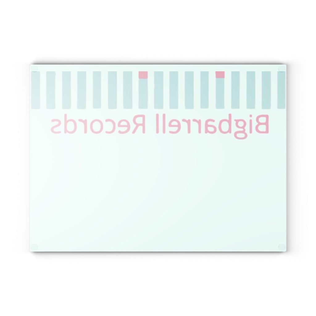 Glass Cutting Board - Bigbarrell Records Design (Retro Mint & Pink)