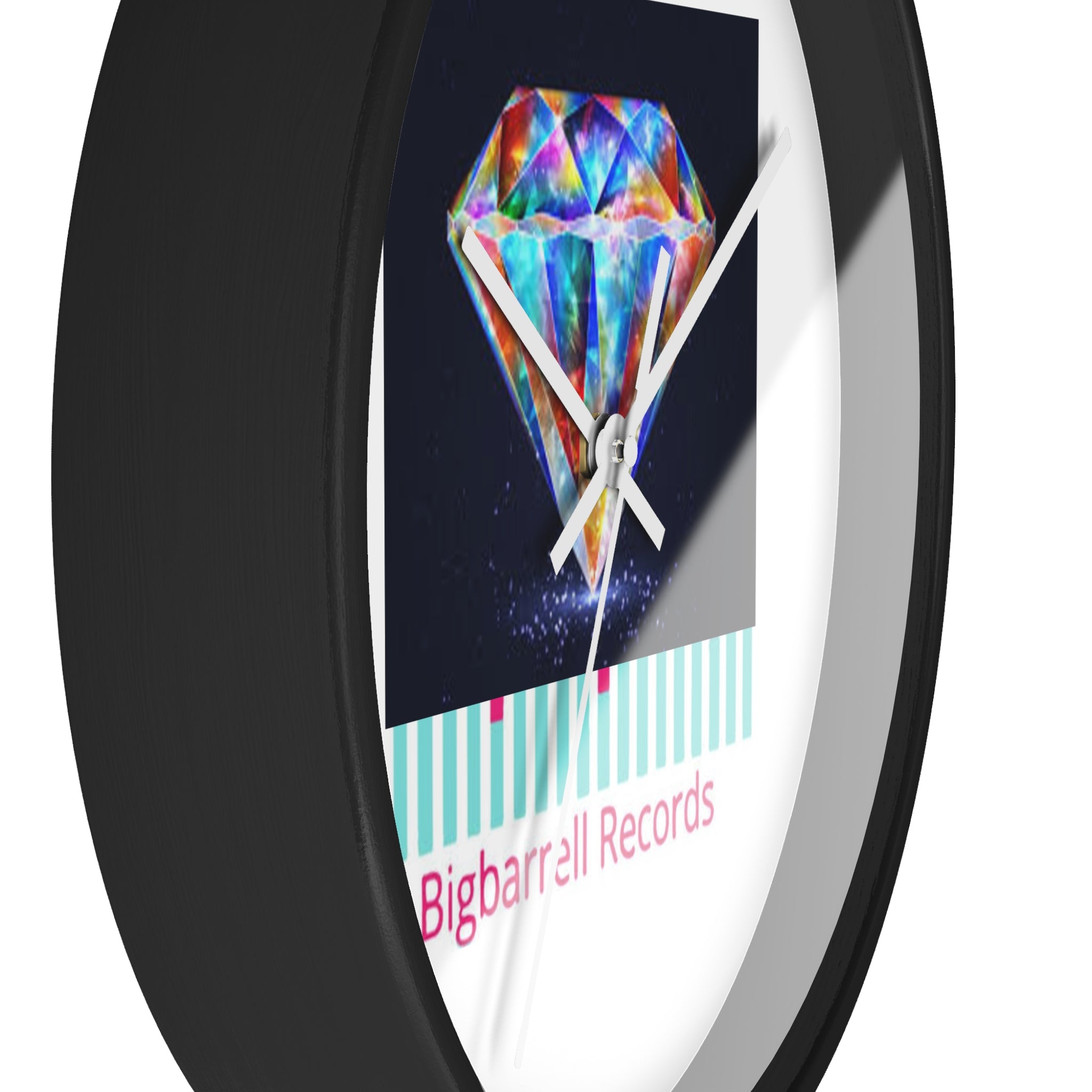 Bigbarrell Records Diamond Graphic Wall Clock — Colorful Geometric Music Studio Decor