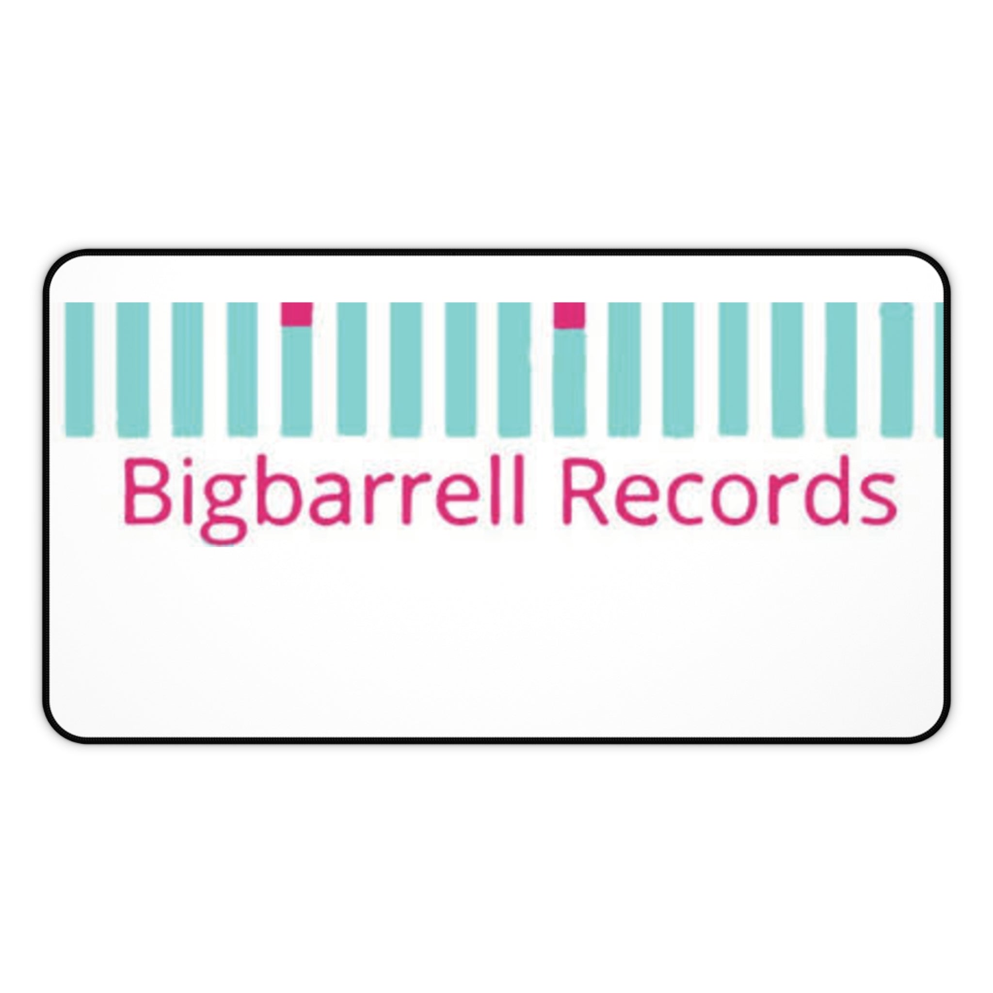 Bigbarrell Records Desk Mat — Retro Teal Keyboard Logo Mouse Pad for Music Producers