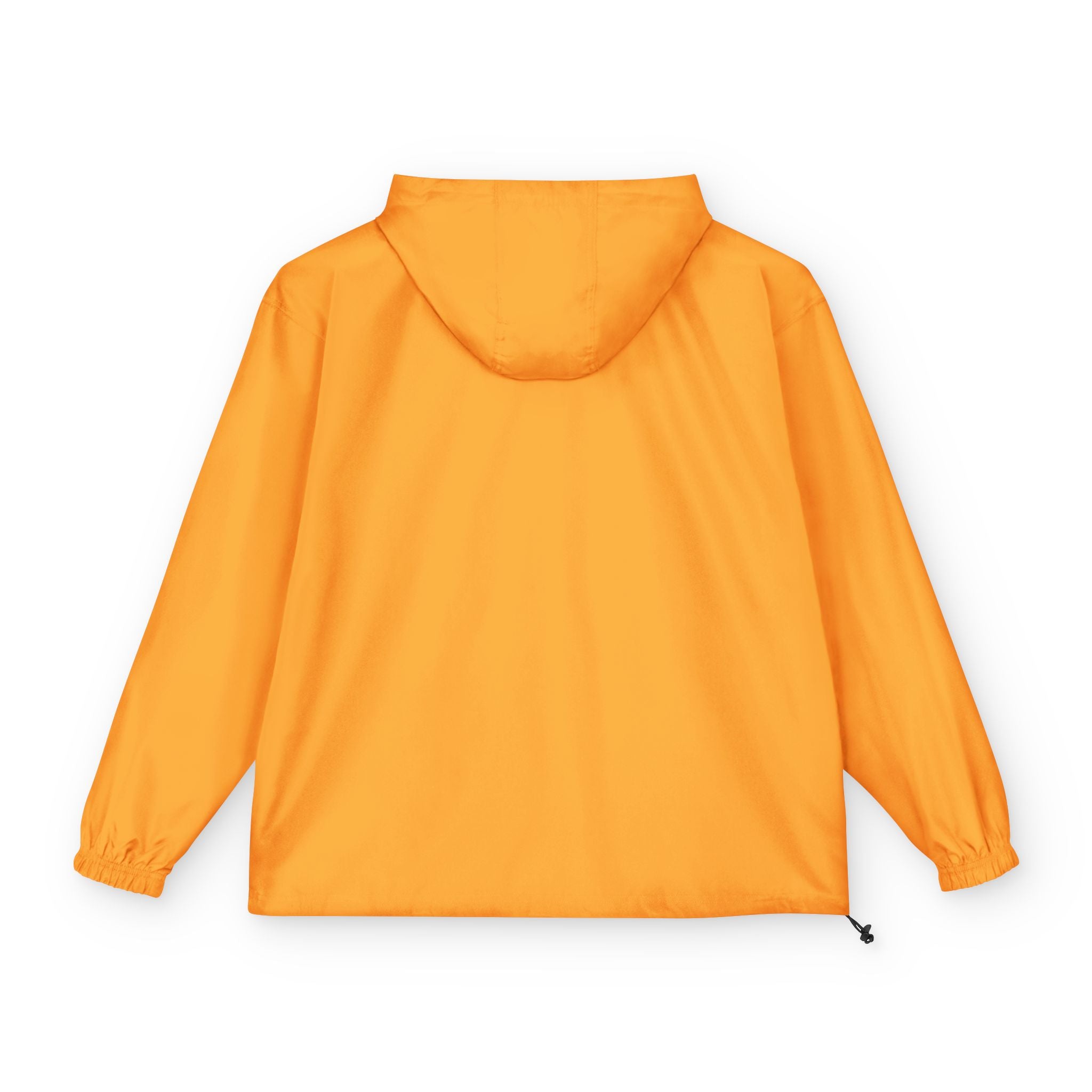 Orange Packable Anorak Jacket with Floral Patch — Lightweight Hooded Windbreaker