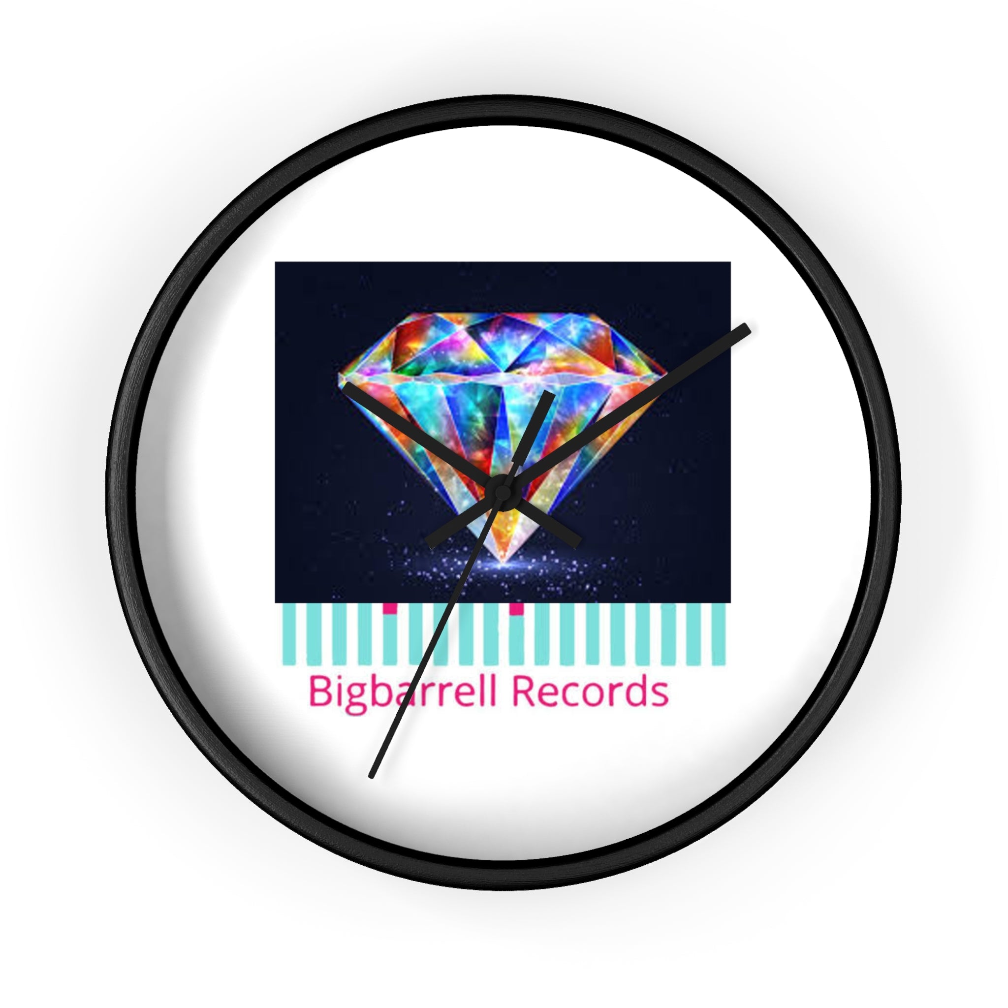 Bigbarrell Records Diamond Graphic Wall Clock — Colorful Geometric Music Studio Decor