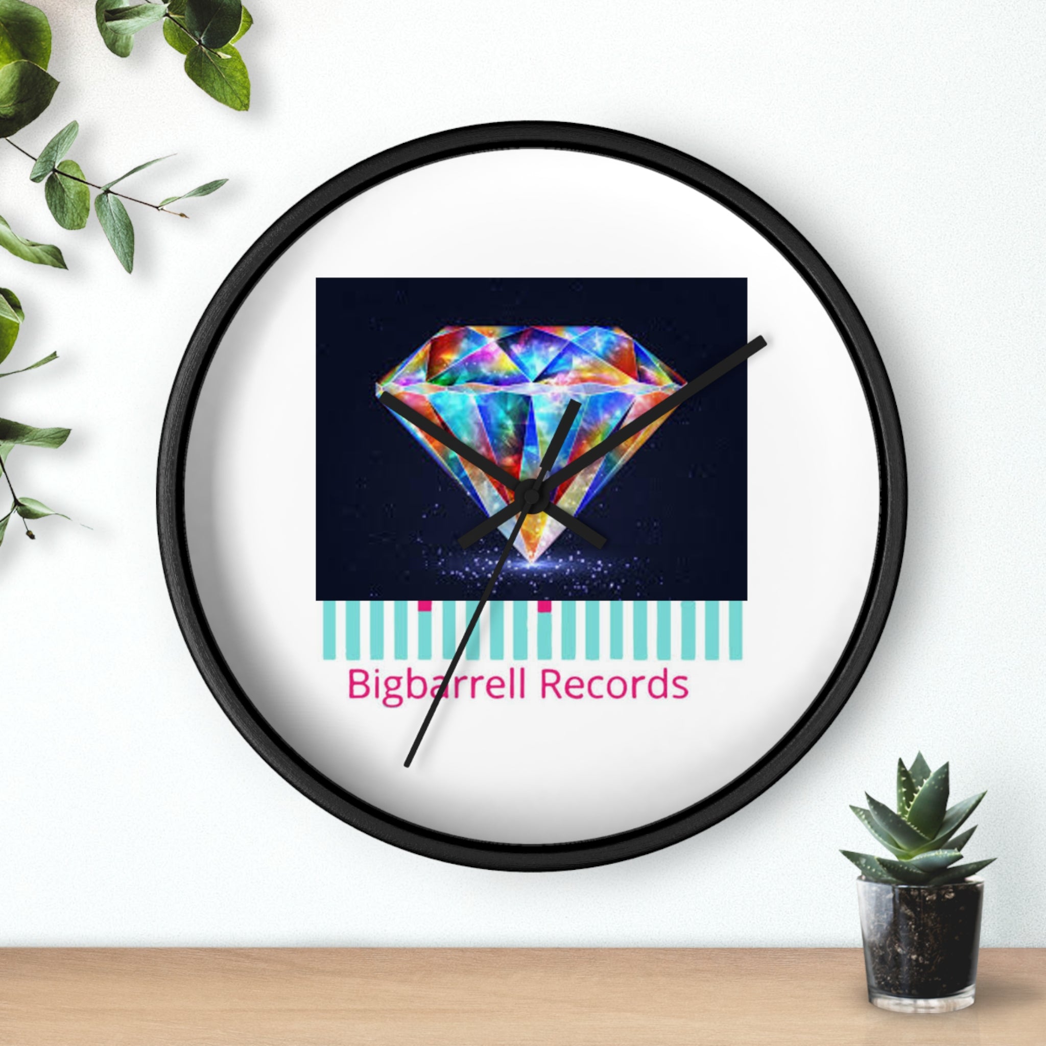 Bigbarrell Records Diamond Graphic Wall Clock — Colorful Geometric Music Studio Decor