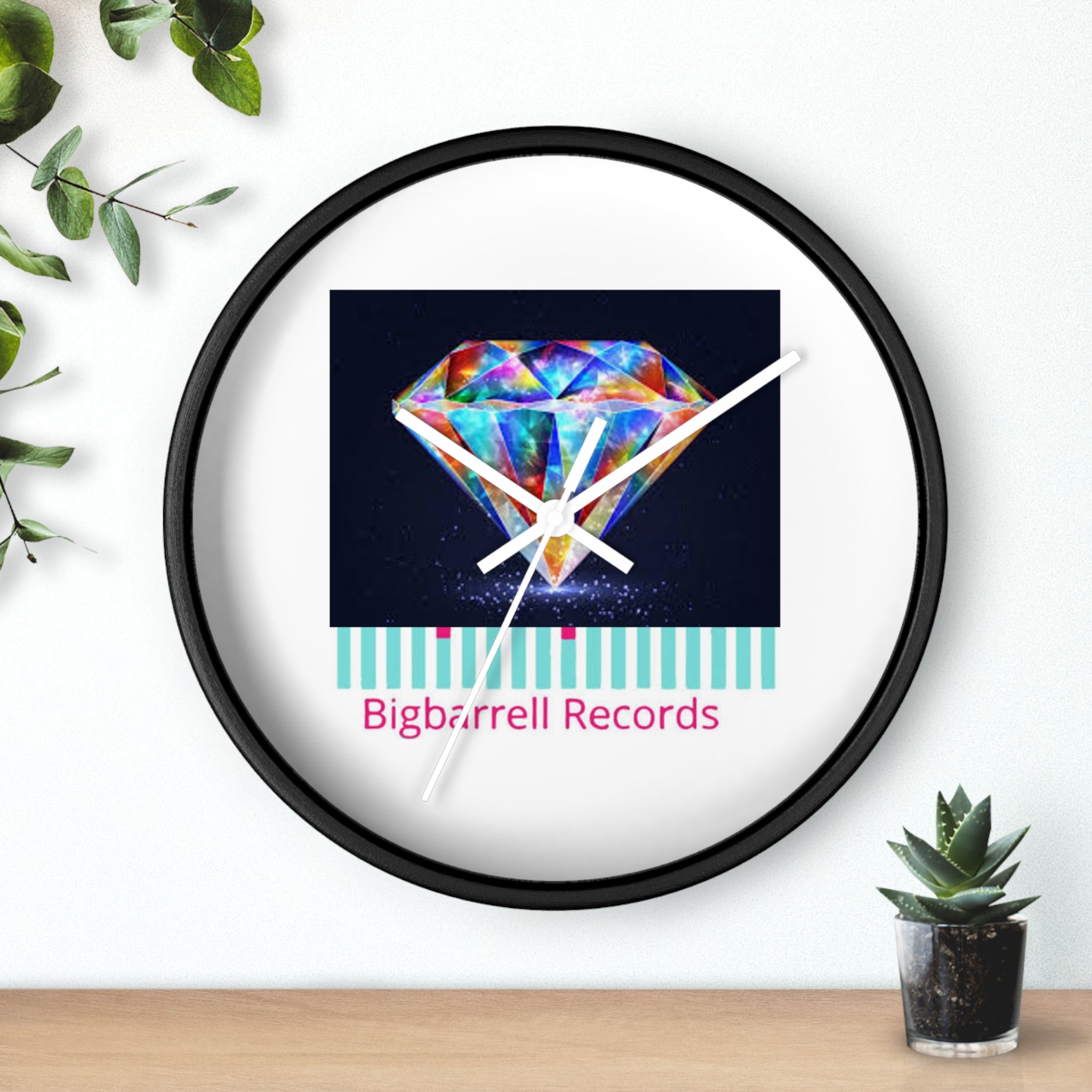 Bigbarrell Records Diamond Graphic Wall Clock — Colorful Geometric Music Studio Decor