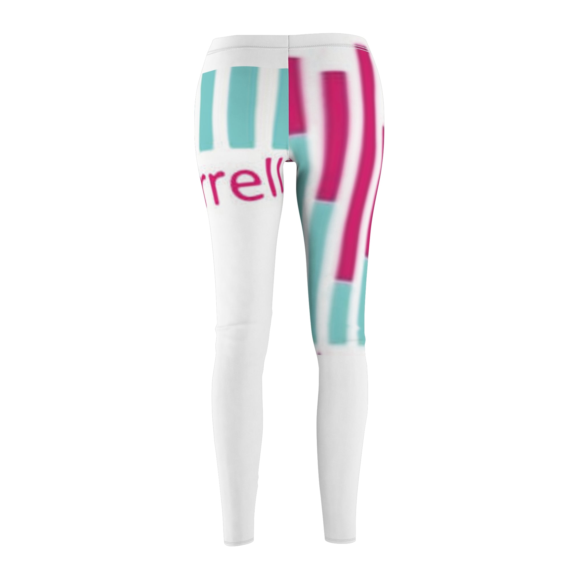 Graphic AOP Women's Leggings — Turquoise & Magenta Stripe Design