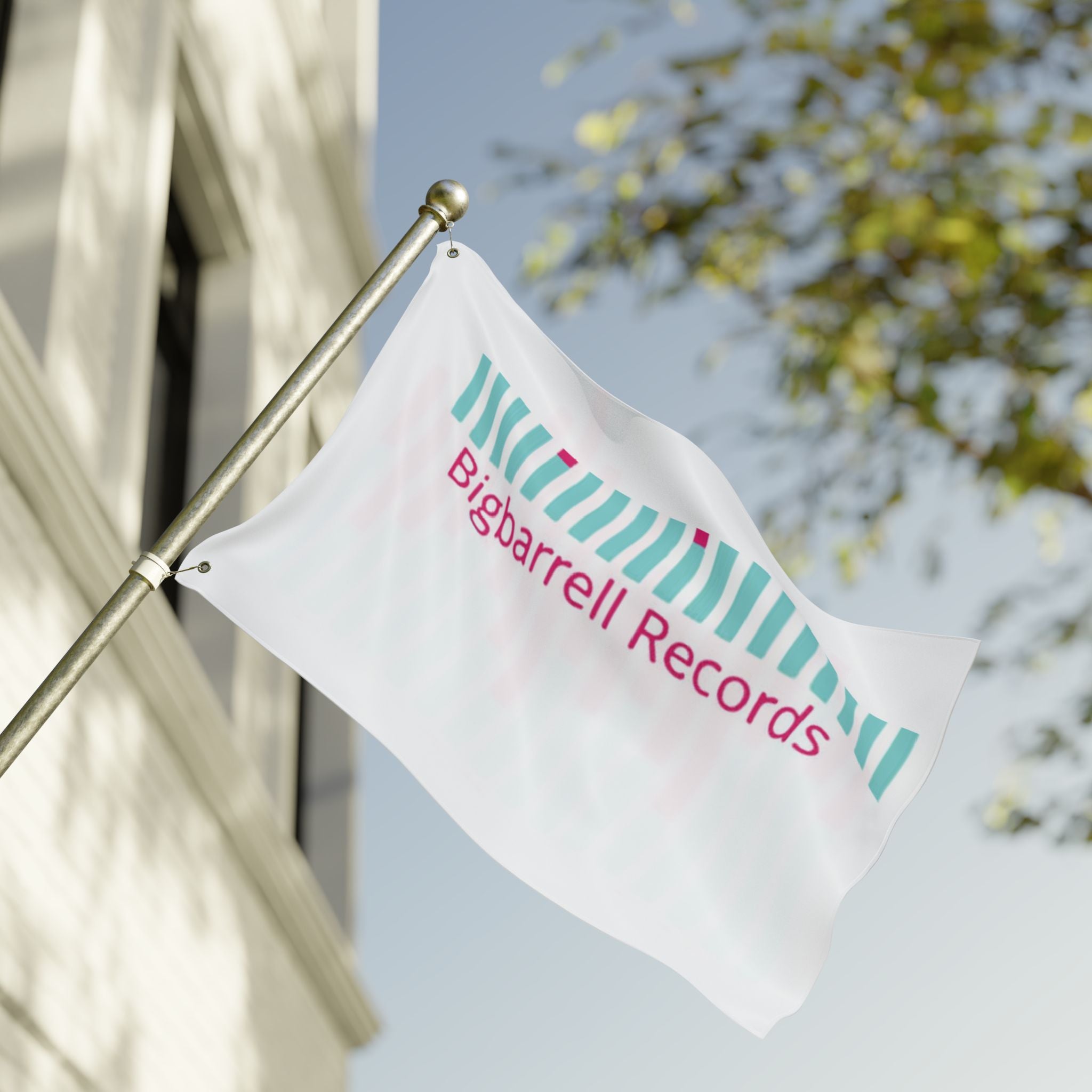 Double-Sided Flag - Bigbarrell Records Logo & Waveform Design