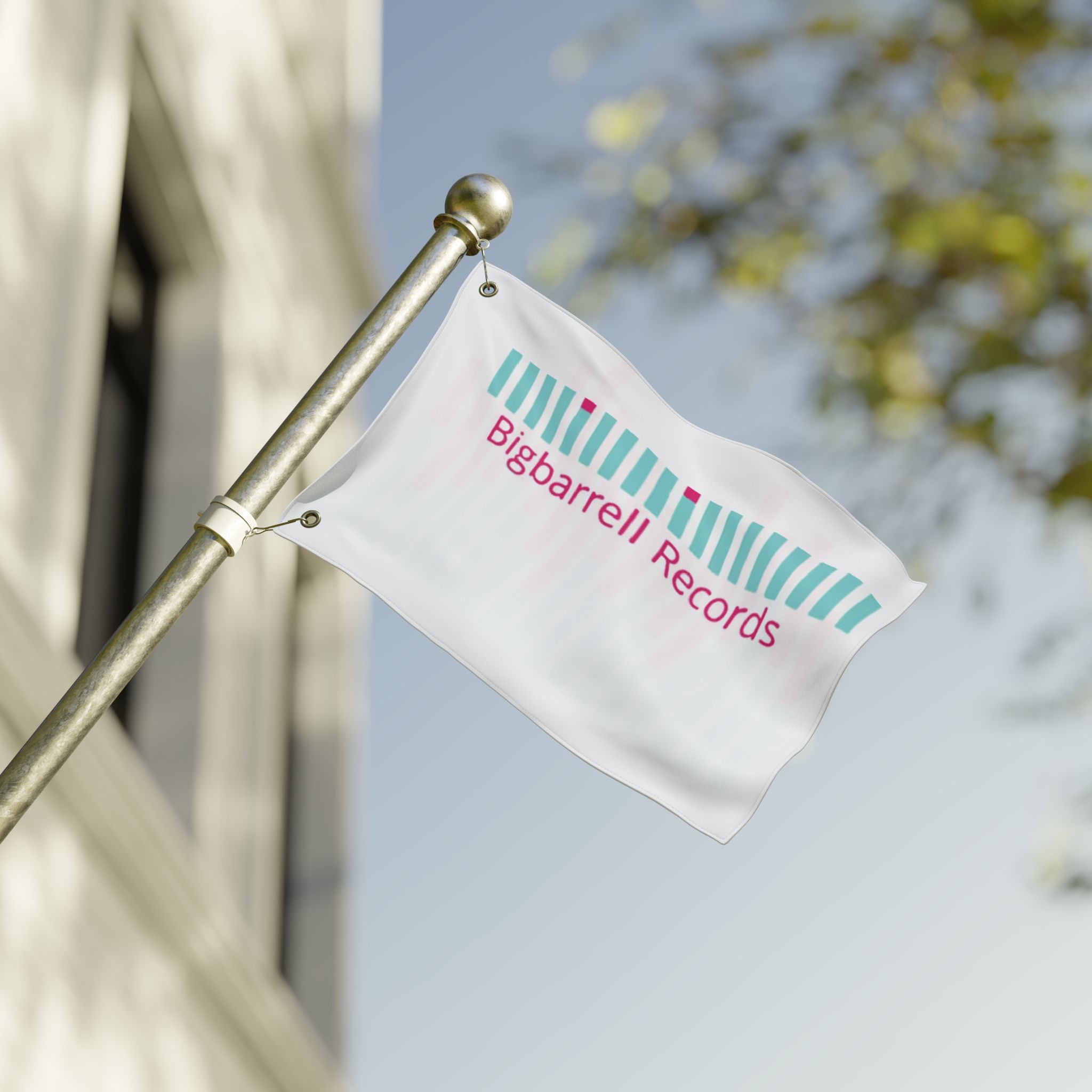 Double-Sided Flag - Bigbarrell Records Logo & Waveform Design