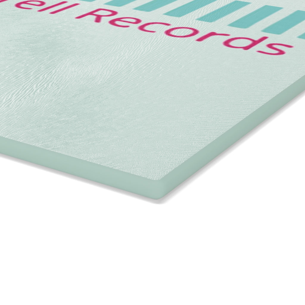 Glass Cutting Board - Bigbarrell Records Design (Retro Mint & Pink)