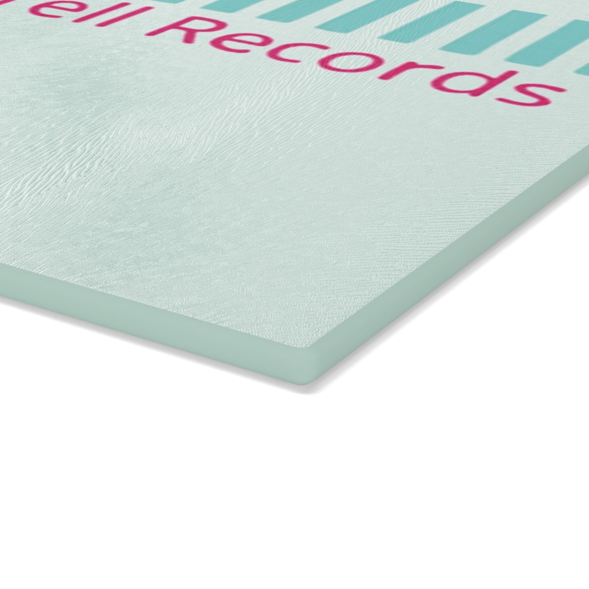 Glass Cutting Board - Bigbarrell Records Design (Retro Mint & Pink)