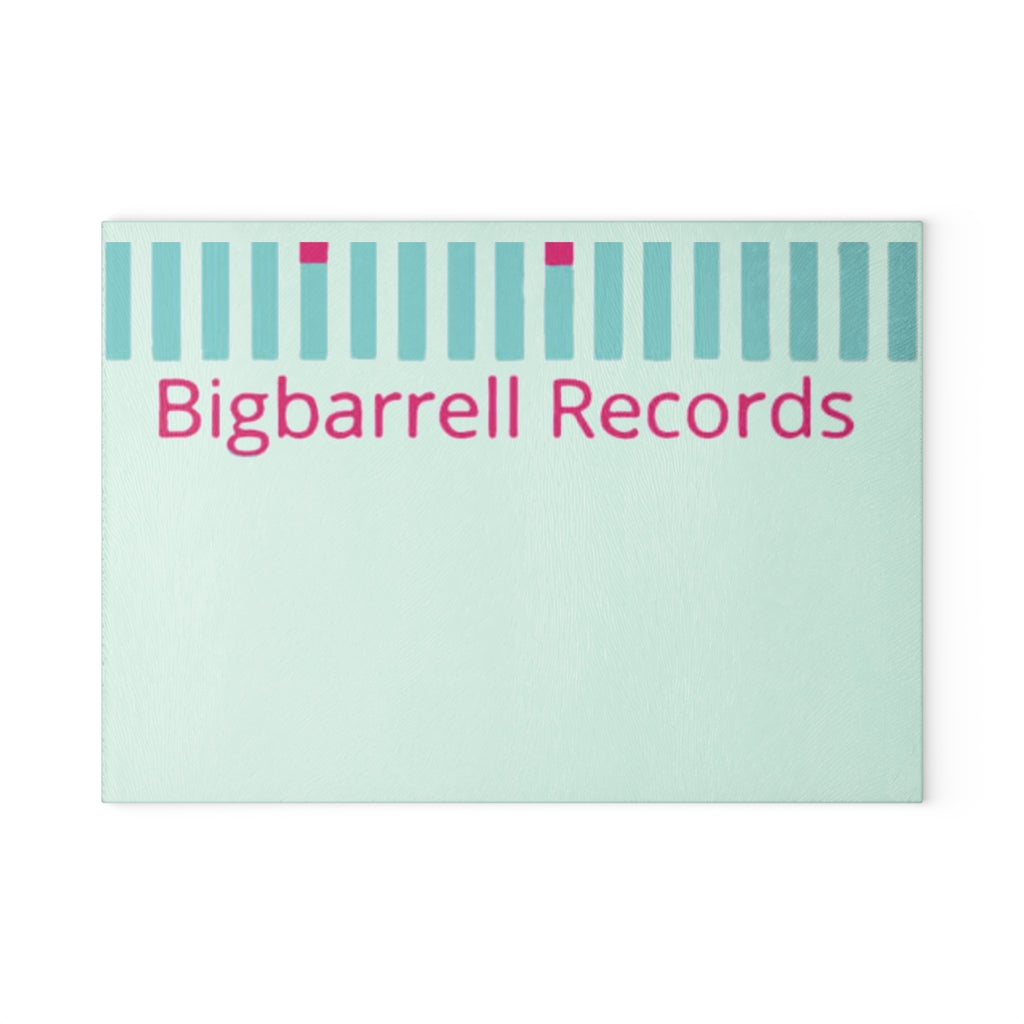 Glass Cutting Board - Bigbarrell Records Design (Retro Mint & Pink)