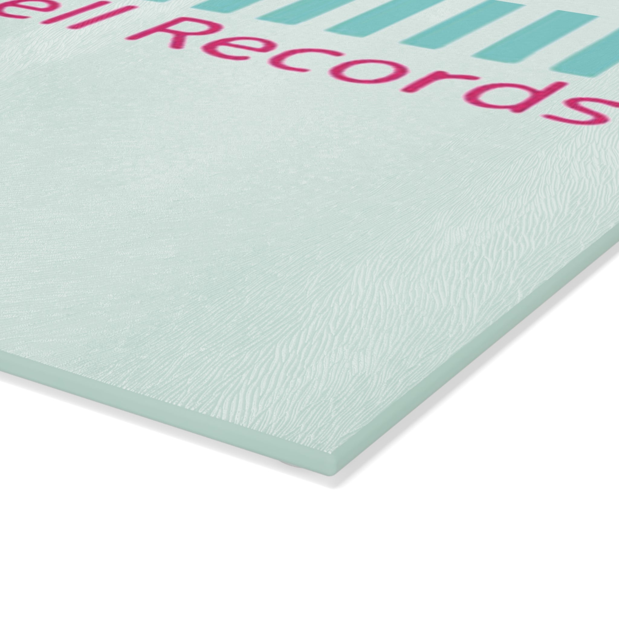 Glass Cutting Board - Bigbarrell Records Design (Retro Mint & Pink)